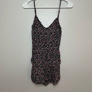 Black Floral Romper with Pockets